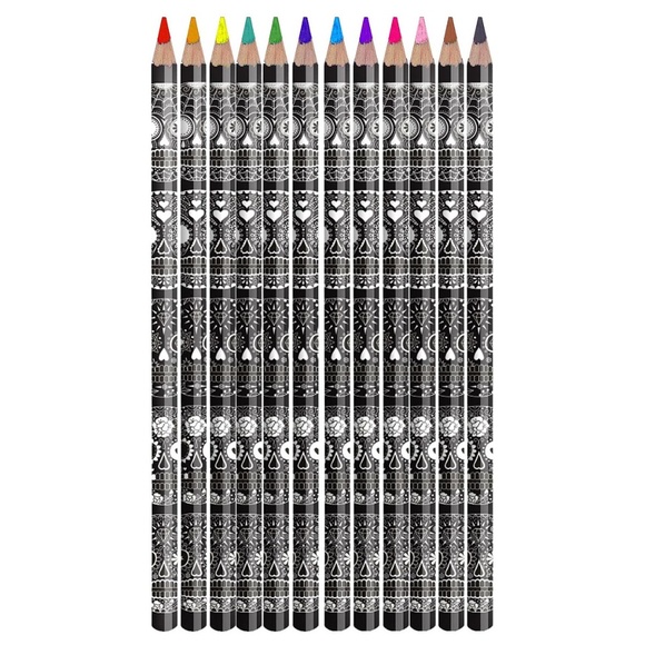 NEW Sugar Skull Colored Pencil Set in Tin Day of the Dead Coloring Book … - Picture 6 of 8